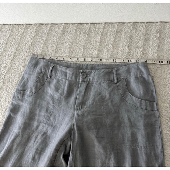Cynthia Rowley Linen Gray Convertible Pants Women's 8 Cropped Beach Bohemian - Picture 10 of 13